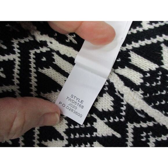 Lucky Brand Cardigan Sweater Womens Medium Aztec Southwestern Black White Zip Up - Picture 13 of 15